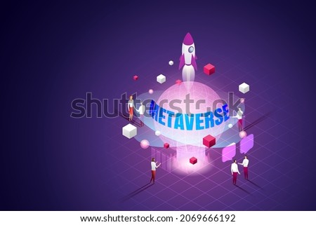 Experience 3D Metaverse, the limitless virtual reality technology for future users and digital devices of the business world. isometric vector illustration.