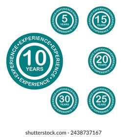 Experience 5,10,15,20,25,30 label with circle vector illustration