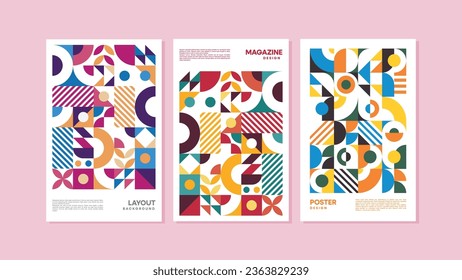 Experience the Bold and Captivating Colors of Vibrant Pop Art Geometrics in Vector illustration layouts.