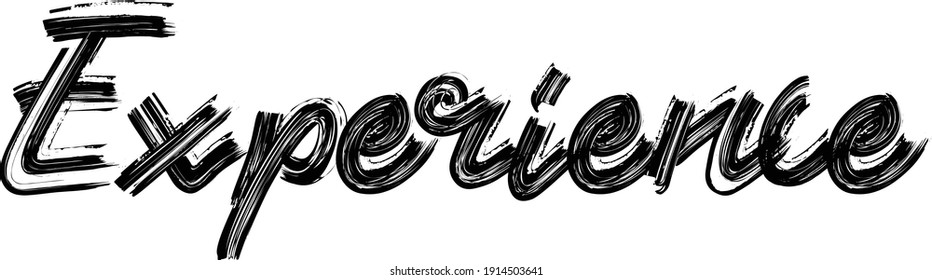Experience Brush Hand written Typography script letter font drawn phrase Black Text decorative  on the White background for sayings