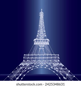 Experience the charm of Paris with our captivating Eiffel Tower vector art. Designed with mesmerizing connecting dots, it's a perfect blend of technology and elegance. Explore France anew