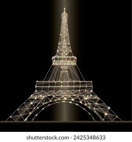 Experience the charm of Paris with our captivating Eiffel Tower vector art. Designed with mesmerizing connecting dots, it's a perfect blend of technology and elegance. Explore France anew