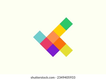 Experience confidence and style with our geometric, colored checkmark logo symbol based on the letter K