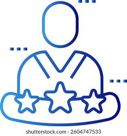 Experience crisis management icon with blue gradient outline style. support, loyalty, web, testimonial, help, vote, inquiry. Vector Illustration
