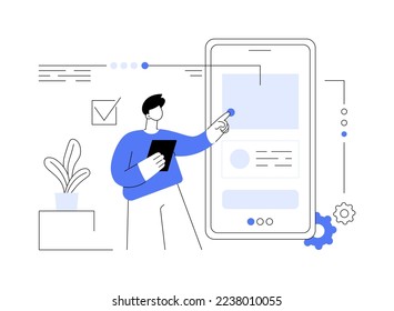 Experience design abstract concept vector illustration. User experience design, UX, UI element, web designer, software development service, mobile app testing, web page, menu abstract metaphor.