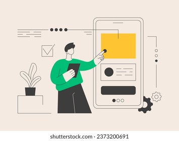 Experience design abstract concept vector illustration. User experience design, UX, UI element, web designer, software development service, mobile app testing, web page, menu abstract metaphor.