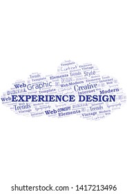 Experience Design word cloud. Wordcloud made with text only.