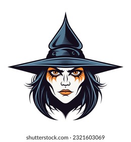 Experience the enchanting charm of a witchy vector clip art, portraying a captivating witch head with an aura of mystique