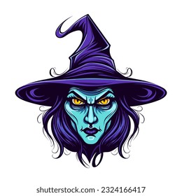 Experience the enchanting charm of a witchy vector clip art, portraying a captivating witch head with an aura of mystique