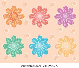 Experience the essence of summer with this colorful botanical illustration. A minimal and abstract floral motif, combining nature-inspired elements in a cute and simple design. 