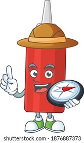 Experimenta el estilo de personaje de dibujos animados de botellas de salsa usando brújula. Ilustración del vector