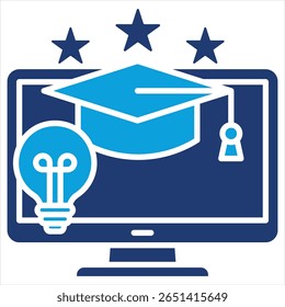 Experience Flat Blue Icon Vector Illustration