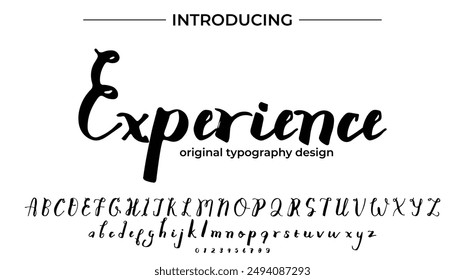 Experience Font Stylish brush painted an uppercase vector letters, alphabet, typeface