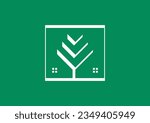 Experience harmony and balance with our minimal real estate logo, showcasing a tree and home cleverly nestled in negative space