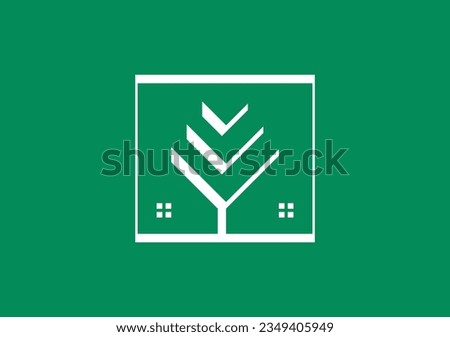 Experience harmony and balance with our minimal real estate logo, showcasing a tree and home cleverly nestled in negative space