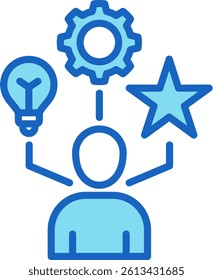 Experience Icon Blue Vector Illustration