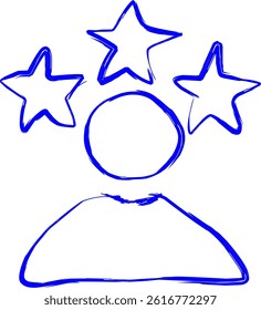 experience icon in doodle style. blue line scribble icon	