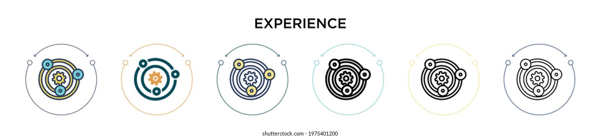 Experience icon in filled, thin line, outline and stroke style. Vector illustration of two colored and black experience vector icons designs can be used for mobile, ui, web