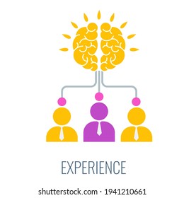 Experience icon. Group of people make the same decision. Loyalty of consumers to a brand, company. Satisfaction with service, product, quality of service. Flat vector illustration.