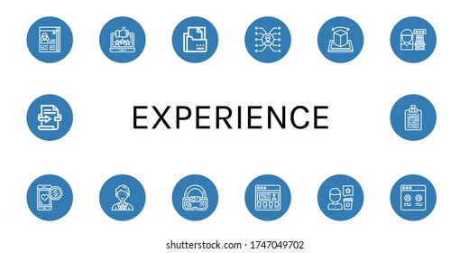 experience icon set. Collection of Curriculum, Feedback, Skill, Augmented reality, Review, Loyalty, Coordinator, Ar, Testimonial icons