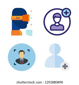 experience icon set. vector set about ar glasses, add user and user icons set.