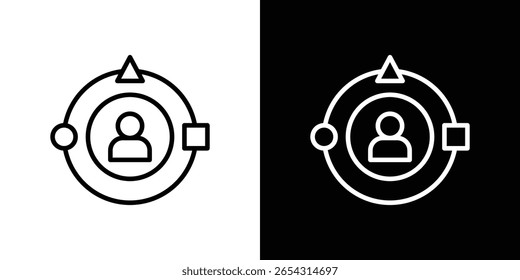 Erleben Sie Symbole im Linienstil. Bearbeitbare schwarze und weiße Striche