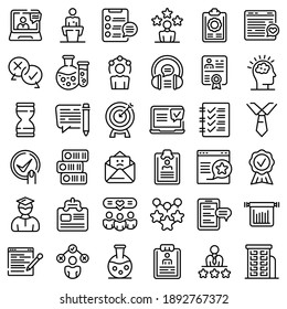 Experience icons set. Outline set of experience vector icons for web design isolated on white background