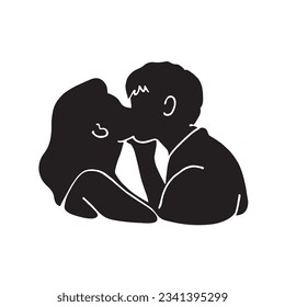 Experience the magic of love with this captivating illustration of a silhouette of a kissing couple. A timeless symbol of affection. Vector illustration.