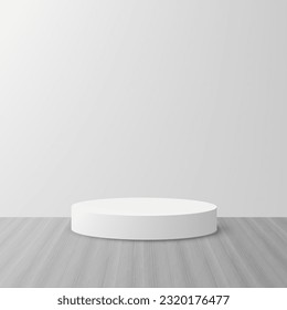 Experience the magic of our product display stand, boasting a realistic vector 3D cylinder pedestal, set against a captivating minimal abstract background