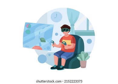Experience Metaverse Illustration concept. Flat illustration isolated on white background