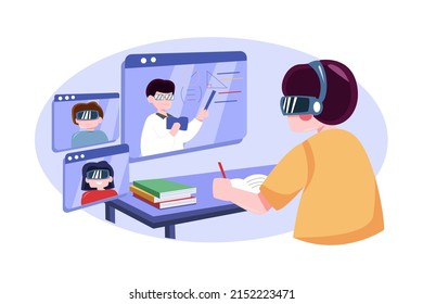 Erleben Sie das Konzept der Metaverse Illustration. Flache Illustration einzeln auf weißem Hintergrund