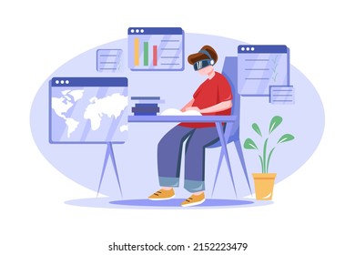 Experience Metaverse Illustration concept. Flat illustration isolated on white background