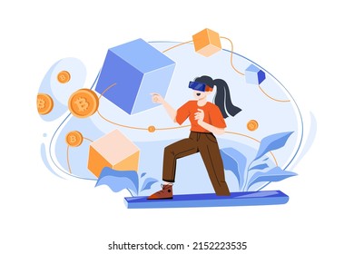 Experience Metaverse Illustration concept. Flat illustration isolated on white background