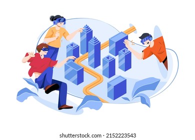 Experience Metaverse Illustration concept. Flat illustration isolated on white background