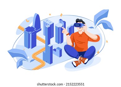 Experience Metaverse Illustration concept. Flat illustration isolated on white background