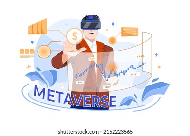 Experimente el concepto de la ilustración de Metaverse. Ilustración plana aislada en fondo blanco