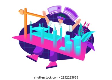 Experimente el concepto de la ilustración de Metaverse. Ilustración plana aislada en fondo blanco
