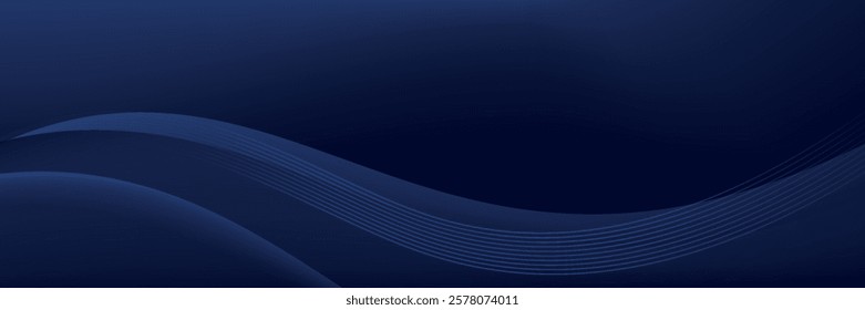 Experience the modern elegance of the abstract gradient wave background. Its dark blue waves create a captivating atmosphere for websites,