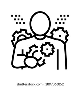 experimentar el vector de icono de línea de valor de personas. experimenta el signo de valor de personas. símbolo de contorno aislado ilustración negra