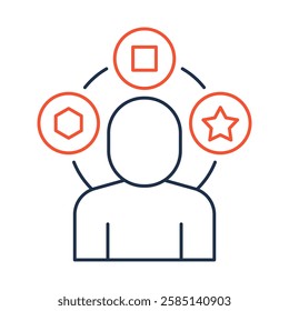 Experience – Person Icon with Multiple Stars Representing Knowledge, Skill Development, and Expertise Gained Over Time in Various Fields