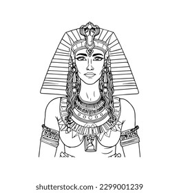 Experimente el poder de los faraones con nuestra impresionante ilustración del cuerpo superior Cleopatra. Esta obra de arte regresiva es apta para una reina