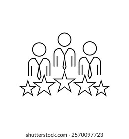 Experience Qualification Team Line Icon. Satisfaction User Customer Service Review Linear Pictogram. Good Quality Happy Client High Quality Outline Icon.