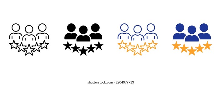 Experience Qualification Team Silhouette and Line Icon. Satisfaction User Customer Service Review Pictogram. Good Quality Happy Client High Quality Icon. Editable Stroke. Vector Illustration.