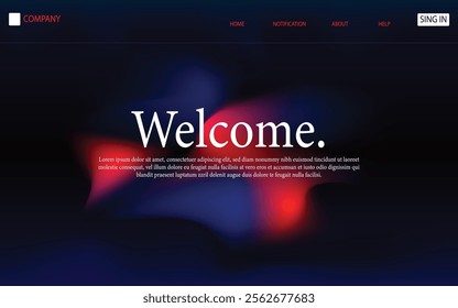 Experience a sleek and modern abstract landing page design with a red and blue gradient background. Perfect for creative web projects, digital marketing, and unique UI templates.