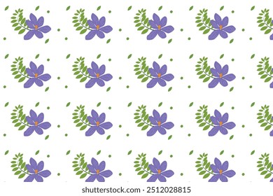 Experience the splendor of nature with this delicate, seamless pattern, lovingly crafted with intricate green leaves and a charming floral accent. This design comes in a vector file, offering you abso