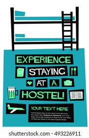 Experience Staying At A Hostel (Flat Style Vector Illustration Quote Poster Design)