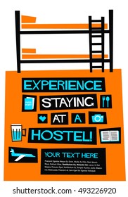 Experience Staying At A Hostel (Flat Style Vector Illustration Quote Poster Design)