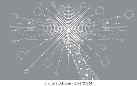 Experience the technology of the future.Futuristic fingerprint.Circuit security style.Biometric data security.Digital identify. Touch the future.