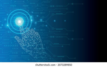 Experience the technology of the future.Futuristic fingerprint.Circuit security style.Biometric data security.Digital identify. Touch the future.