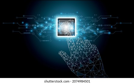 Experience the technology of the future.Futuristic fingerprint.Circuit security style.Biometric data security.Digital identify. Touch the future.